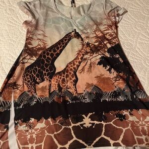 Giraffe and Zebra Print Women's Top